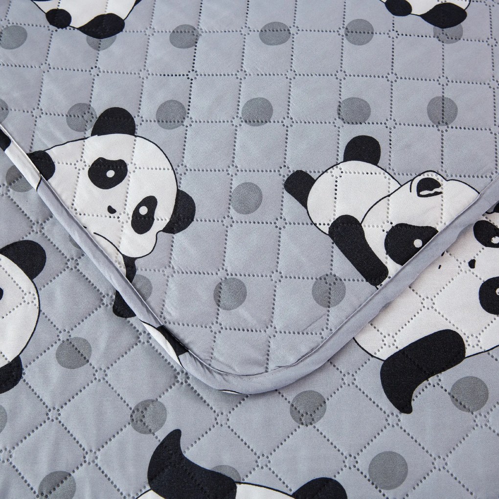 Cuvertura de pat cu model PANDA gri Dimensiune: 170 x 210 cm