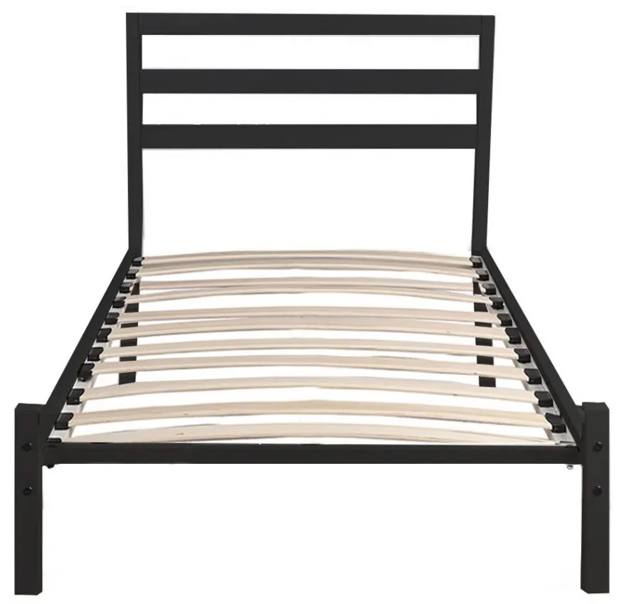 Cadru pat metalic Bella cu grilaj cadou-90x200 cm-negru