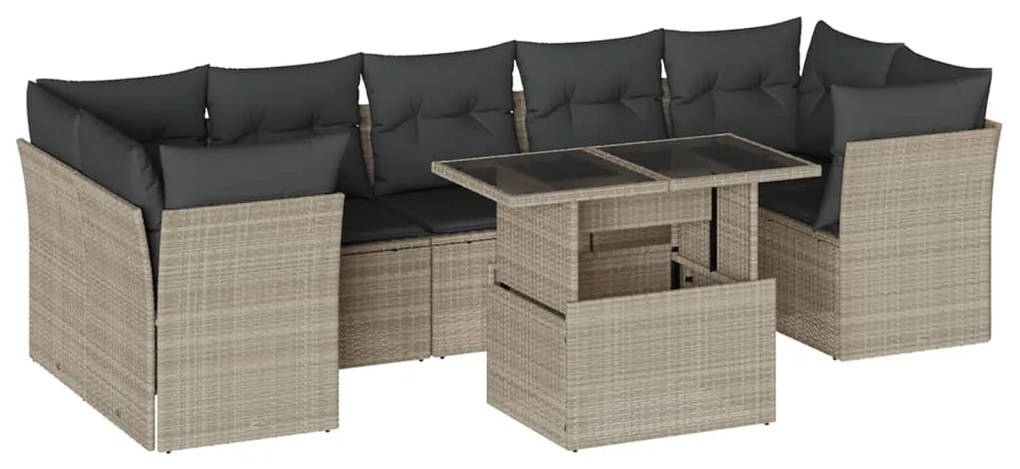 3266402 vidaXL Set mobilier de grădină cu perne, 8 piese gri deschis poliratan