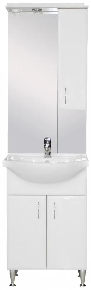 Mobilier complet de baie Bianca Plus 55, alb lucios, deschidere pe dreapta