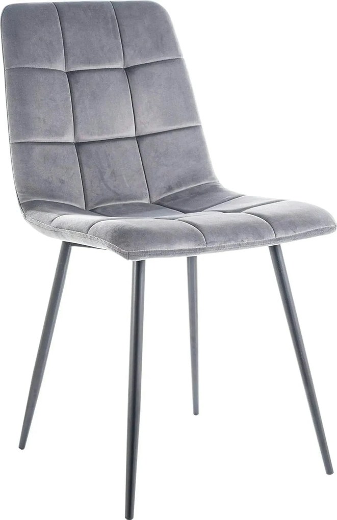 Scaun tapitat MILA, gri, stofa catifelata/metal, 47x45x87