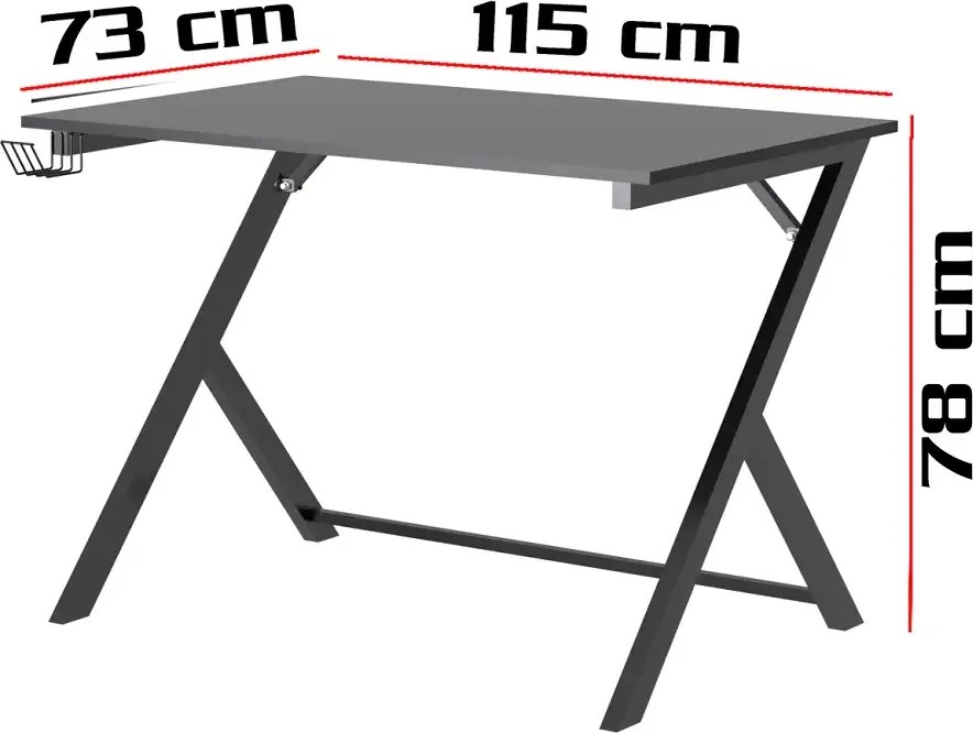 Birou calculator cadru metalic Nadia Homs, negru