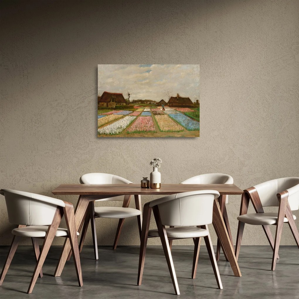 Tablou pe sticlă - Vincent van Gogh, Flower Beds in Holland, reproducere (70x50 cm)