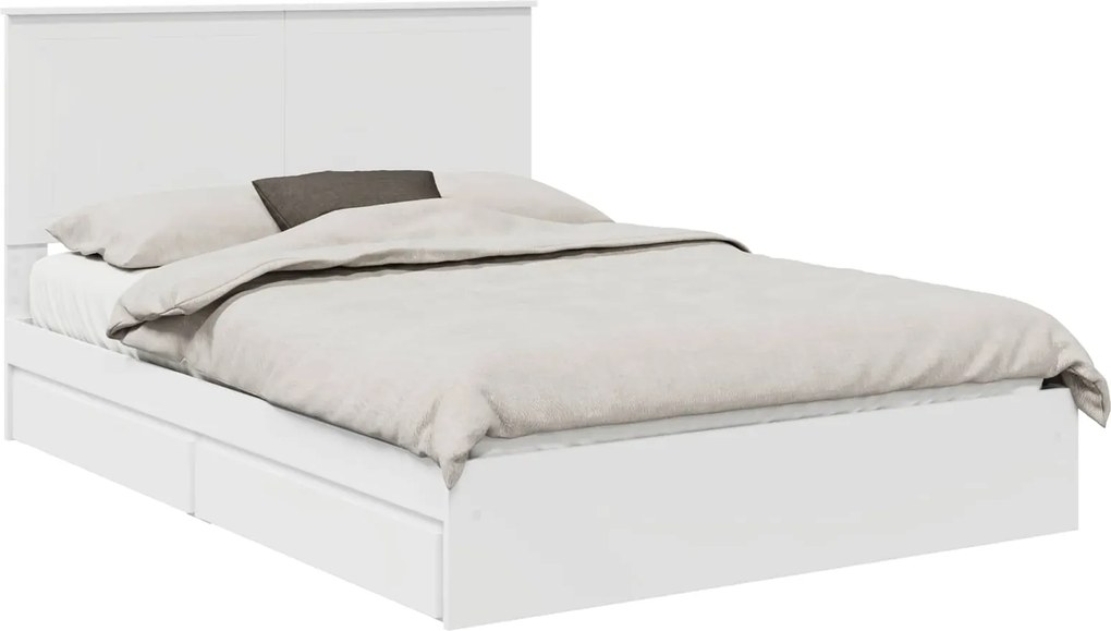 vidaXL Pat cu storage cu headboard Alb 140 x 200 cm Lemn compozit