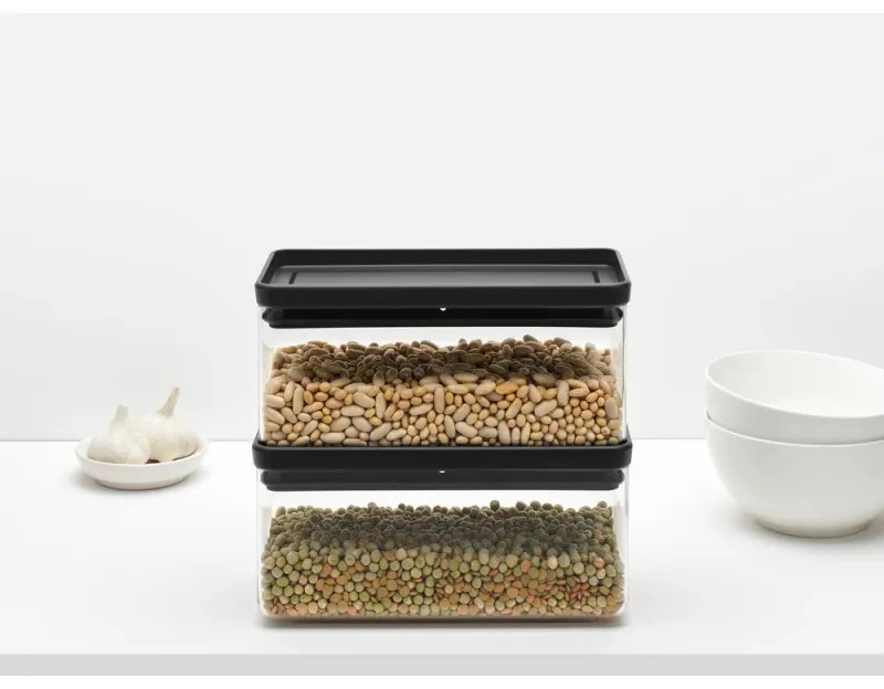 Cutie de depozitare Brabantia Tasty+ Stackable 1008873, 1,5 L, Sigiliu din silicon, Fara BPA, Gri inchis