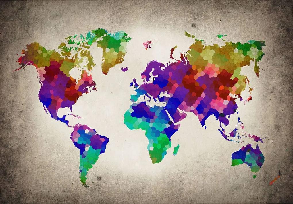Fototapet - Harta lumii colorată (152,5x104 cm), în 8 de alte dimensiuni noi