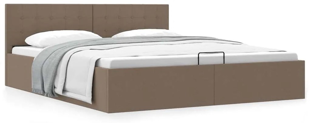 vidaXL Cadru de pat hidraulic cu ladă, gri taupe, 160 x 200 cm, textil