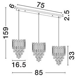 Lustra suspendata design elegant MAGNOLIA 3L aurie