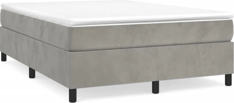 vidaXL Cadru de pat cu arcuri, gri deschis, 140x190 cm, catifea