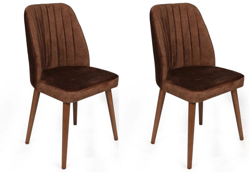 Set 2 scaune haaus Alfa, Maro/Nuc, textil, picioare metalice