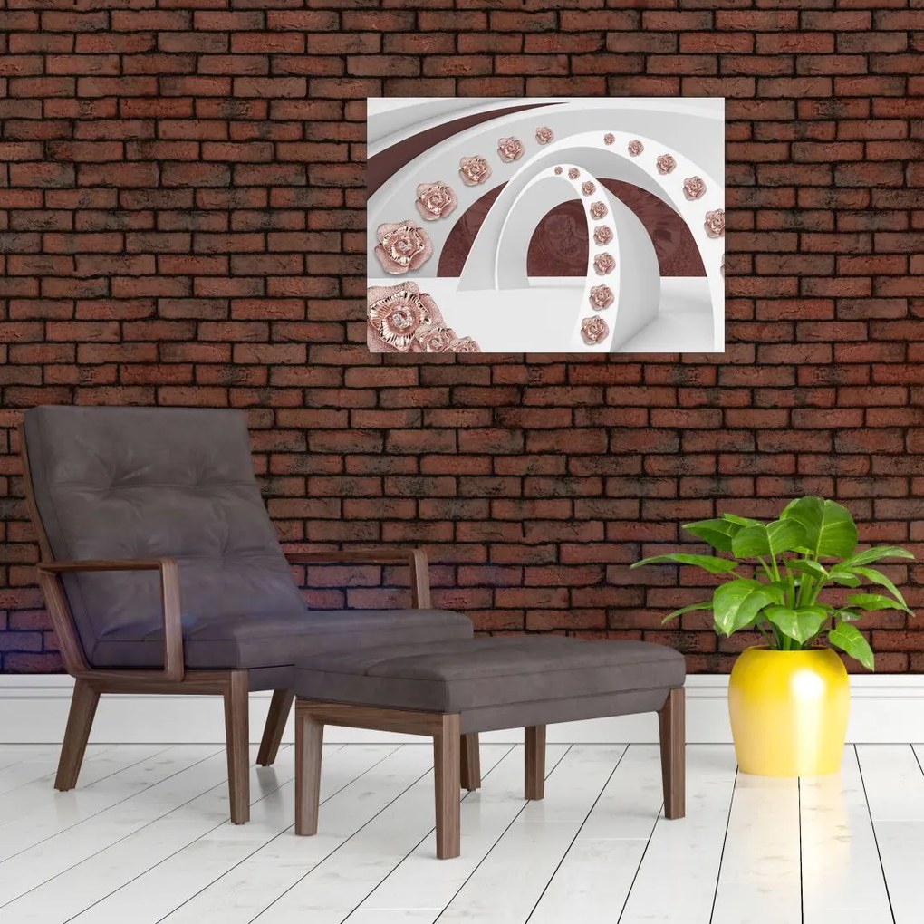 Tablou - Arcade 3D cu flori (70x50 cm)