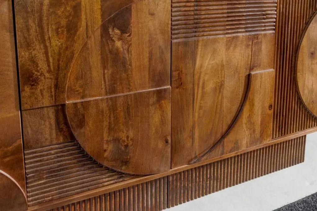 Comoda TV cu model optic 3D, Lemn mahon maro, ART DECO 170cm