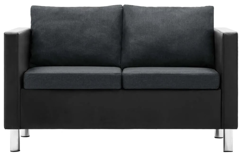 247168 vidaXL Canapea cu 2 locuri, piele ecologică, negru și gri închis