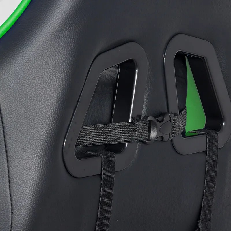 Scaun gaming verde din piele sintetică cu design racing OFF 306