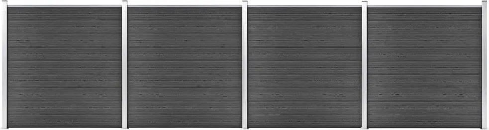 vidaXL Set de panouri de gard, negru, 699x186 cm, WPC