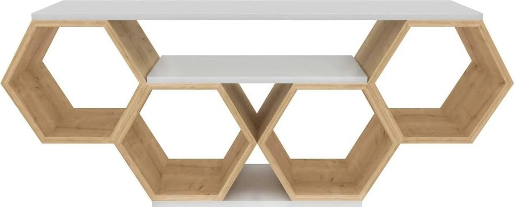 Comoda TV BAL, stejar/alb, PAL melaminat, 140x30x56 cm