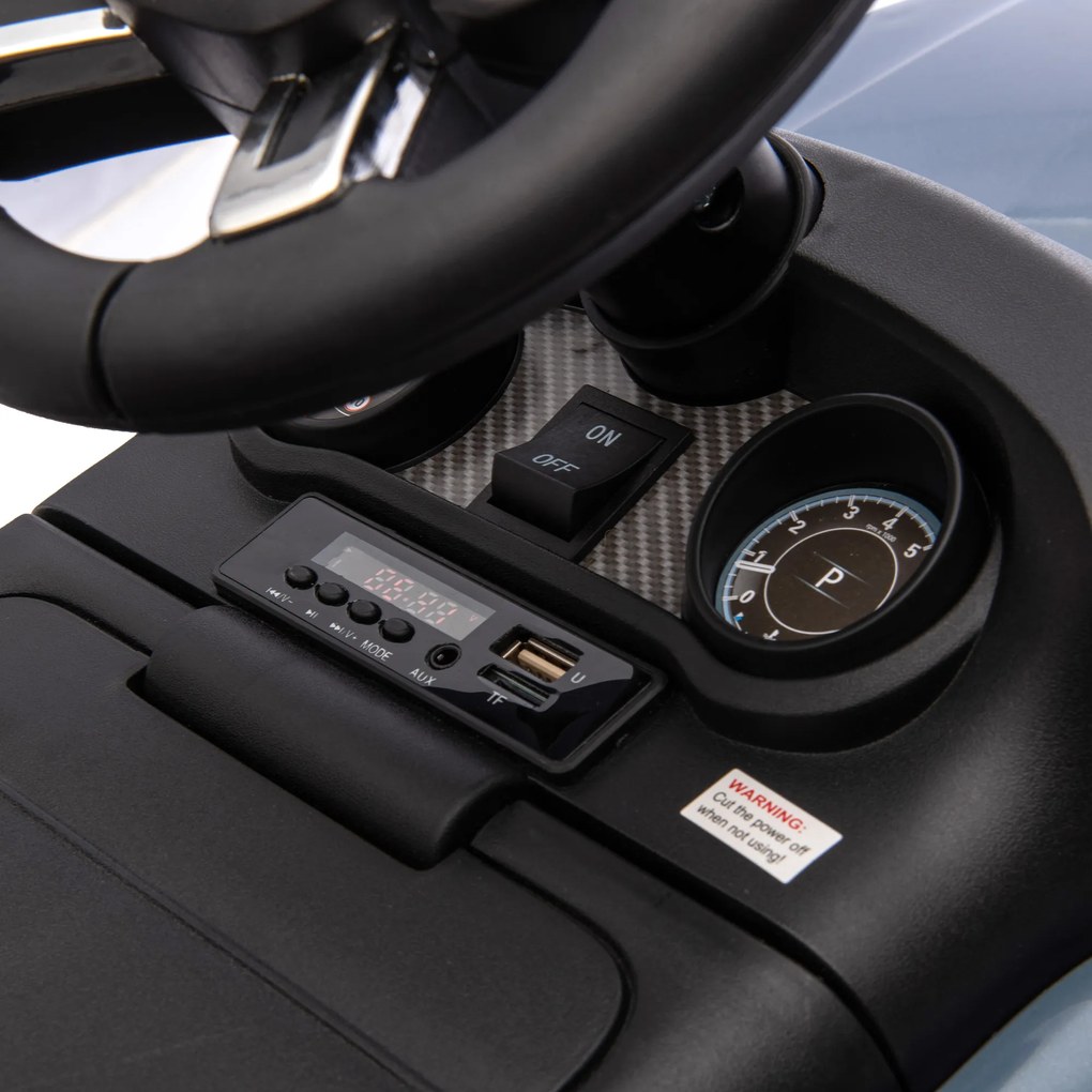 AIYAPLAY Mașină electrică pentru copii 6V, Land Rover, mod condus/mod de împins, faruri, muzică, Albastru deschis | Aosom Romania