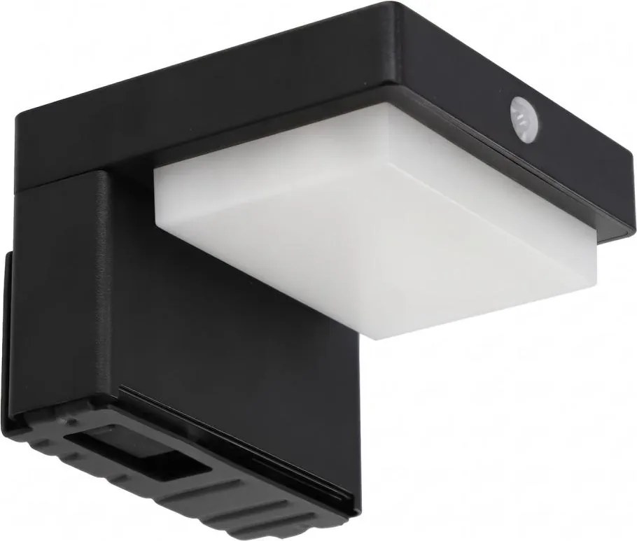 Aplica solară de perete LED cu senzor, 5W, 3,7V, 2000 mAh, IP44, neagră