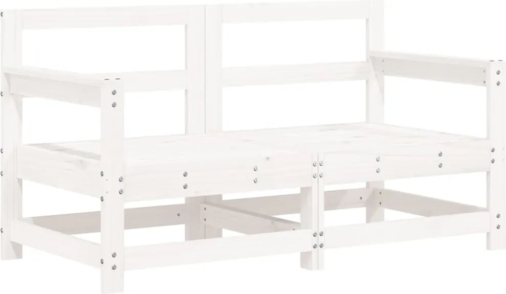 vidaXL Canapea de colț de grădină, 2 buc., alb, lemn masiv de pin