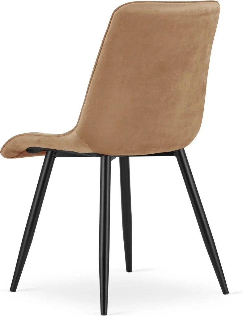 Scaun de masa SPLIT VELVET cu picioare negre, maro