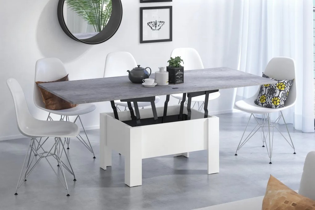 OSLO măsuță de cafea, beton (gri) / alb