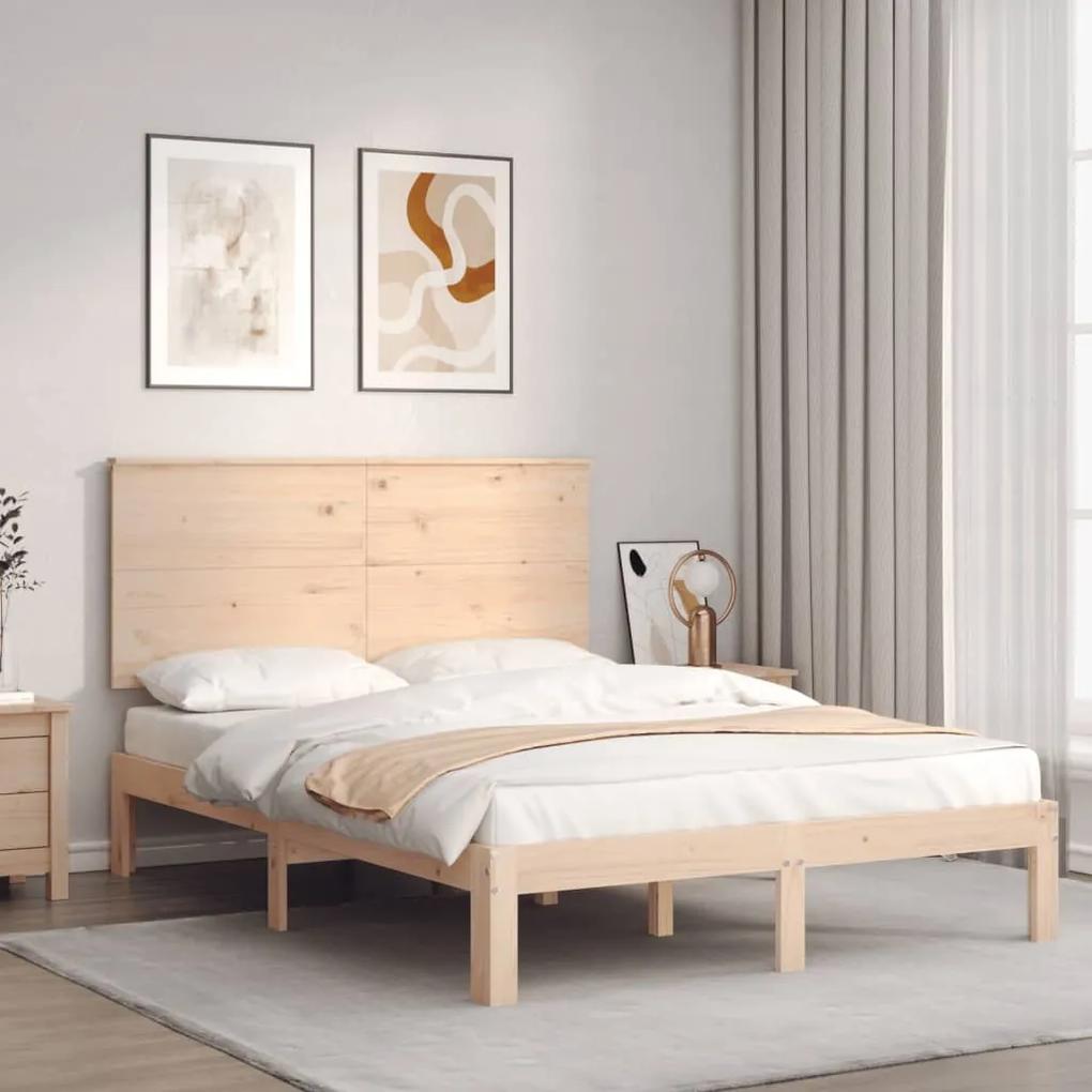 3193636 vidaXL Cadru de pat cu tăblie, dublu, lemn masiv