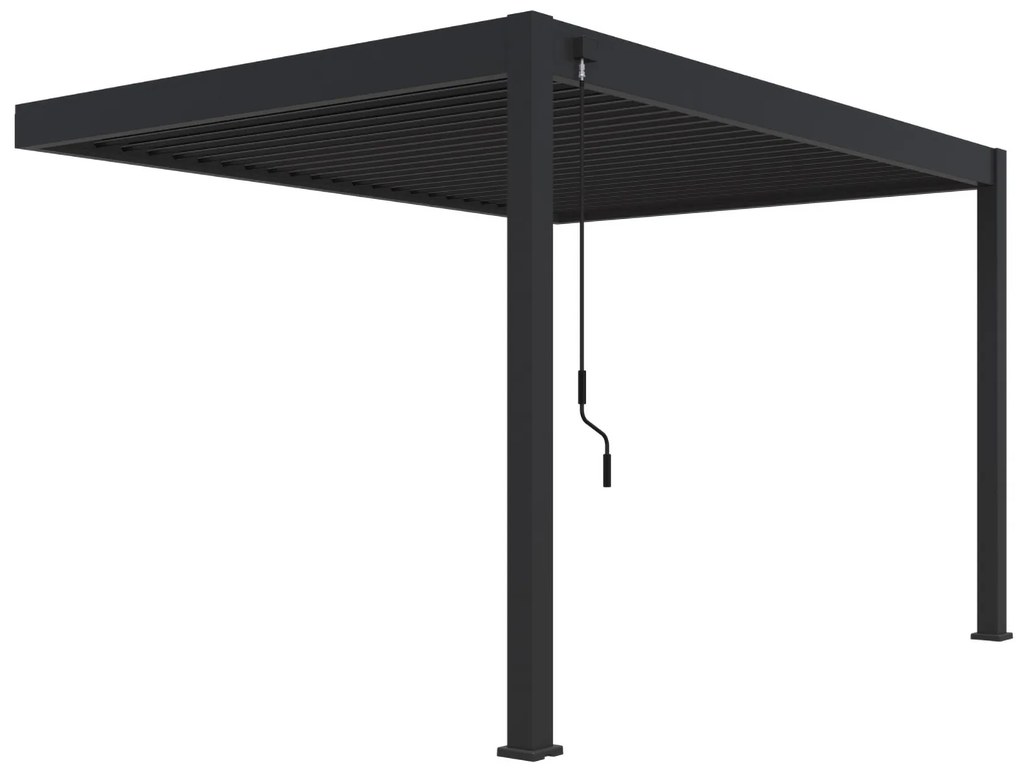 Pergola Reflect PREMIUM pentru gradina si terasa, montabil pe perete, aluminiu, antracit, 3x4 m