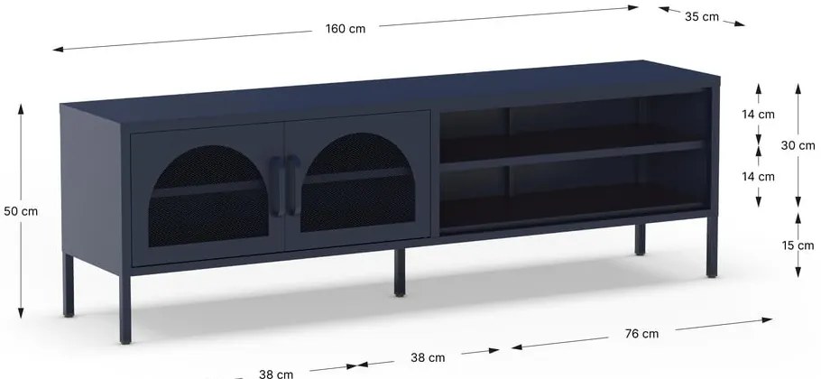 Comodă TV albastru-închis 160x50 cm Diora – Marckeric