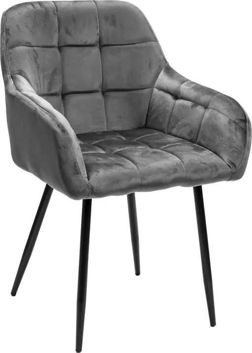 Fotoliu de masa gri MARLEN VELVET cu picioare negre
