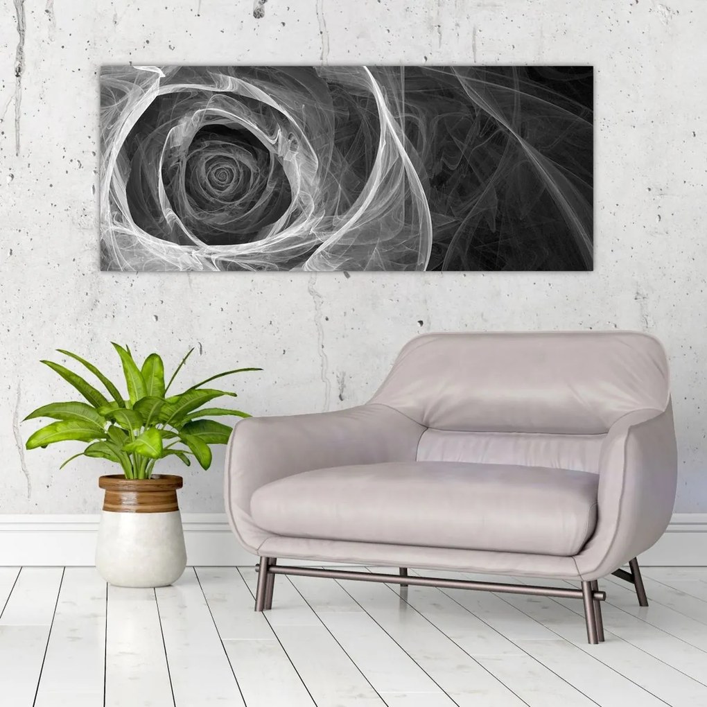 Tablou - Abstract trandafir negru și alb (120x50 cm)