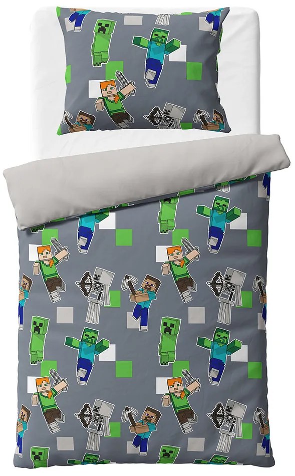 Lenjerie de pat pentru copii MinecraftDescoperă-ți lumea, 140 x 200 cm, 70 x 90 cm