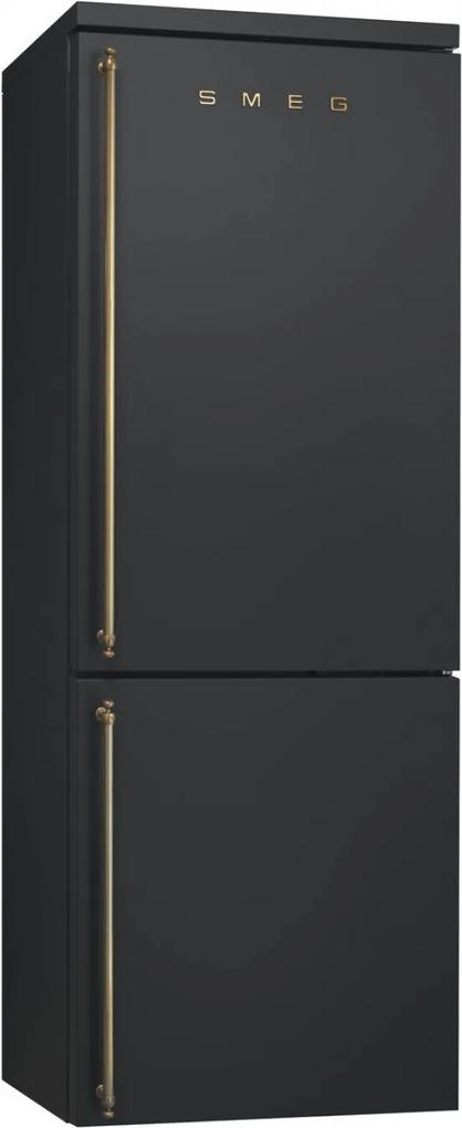 Combina frigorifica retro Smeg FA8003AO, 70 cm, antracit, manere alama, clasa A+, No Frost
