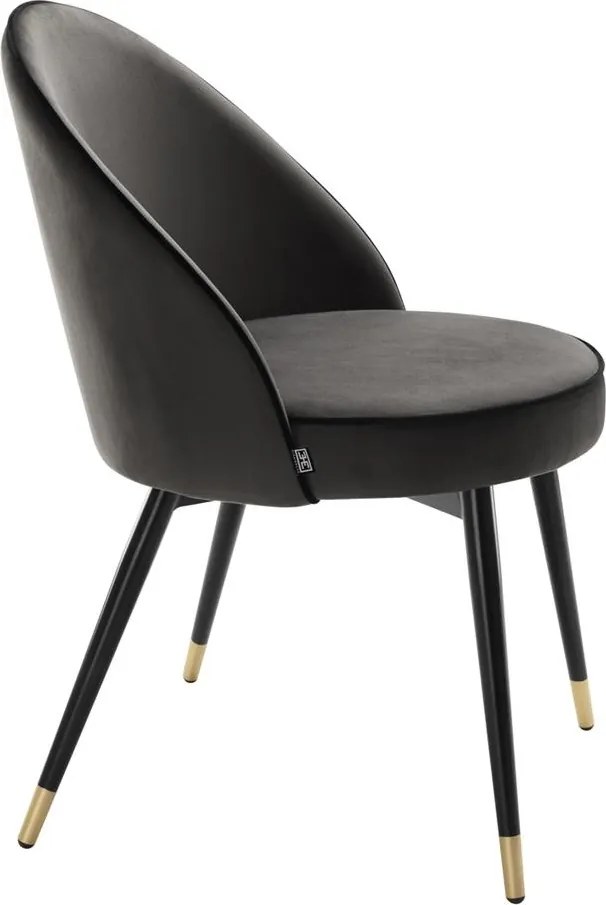 Set de 2 scaune elegante design LUX Cooper, catifea gri inchis 113125 HZ