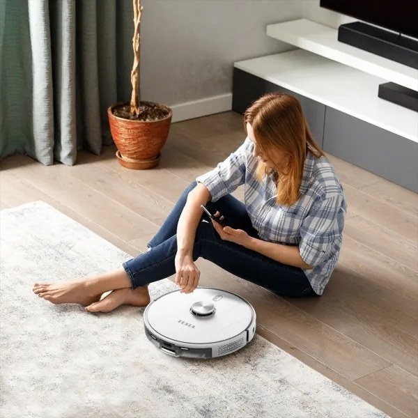 TESLA Electronics RoboStar - Aspirator robot 2în1 2600 mAh Wi-Fi alb