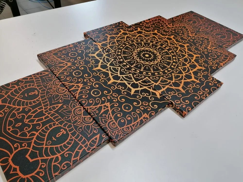 Tablou 5-piese Mandala vintage în stil indian
