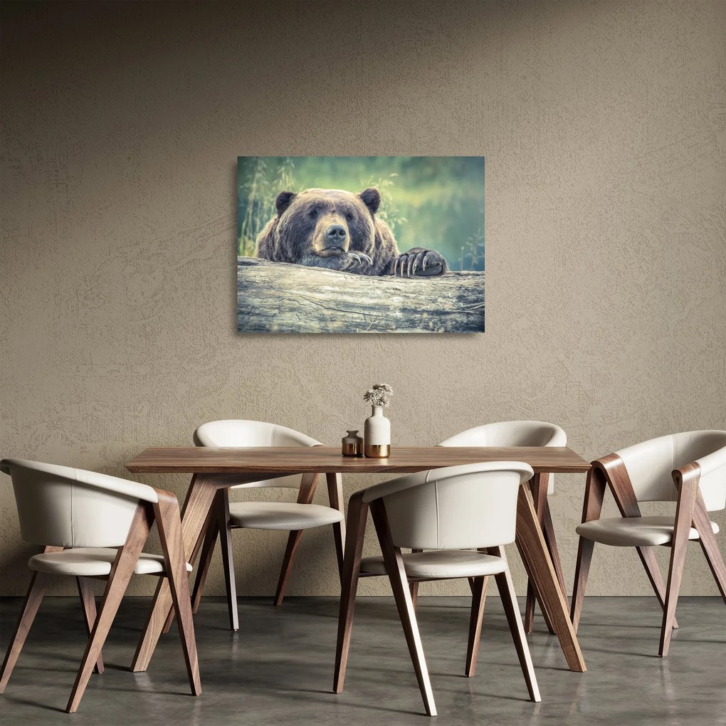 Tablou pe sticlă cu urs (70x50 cm)