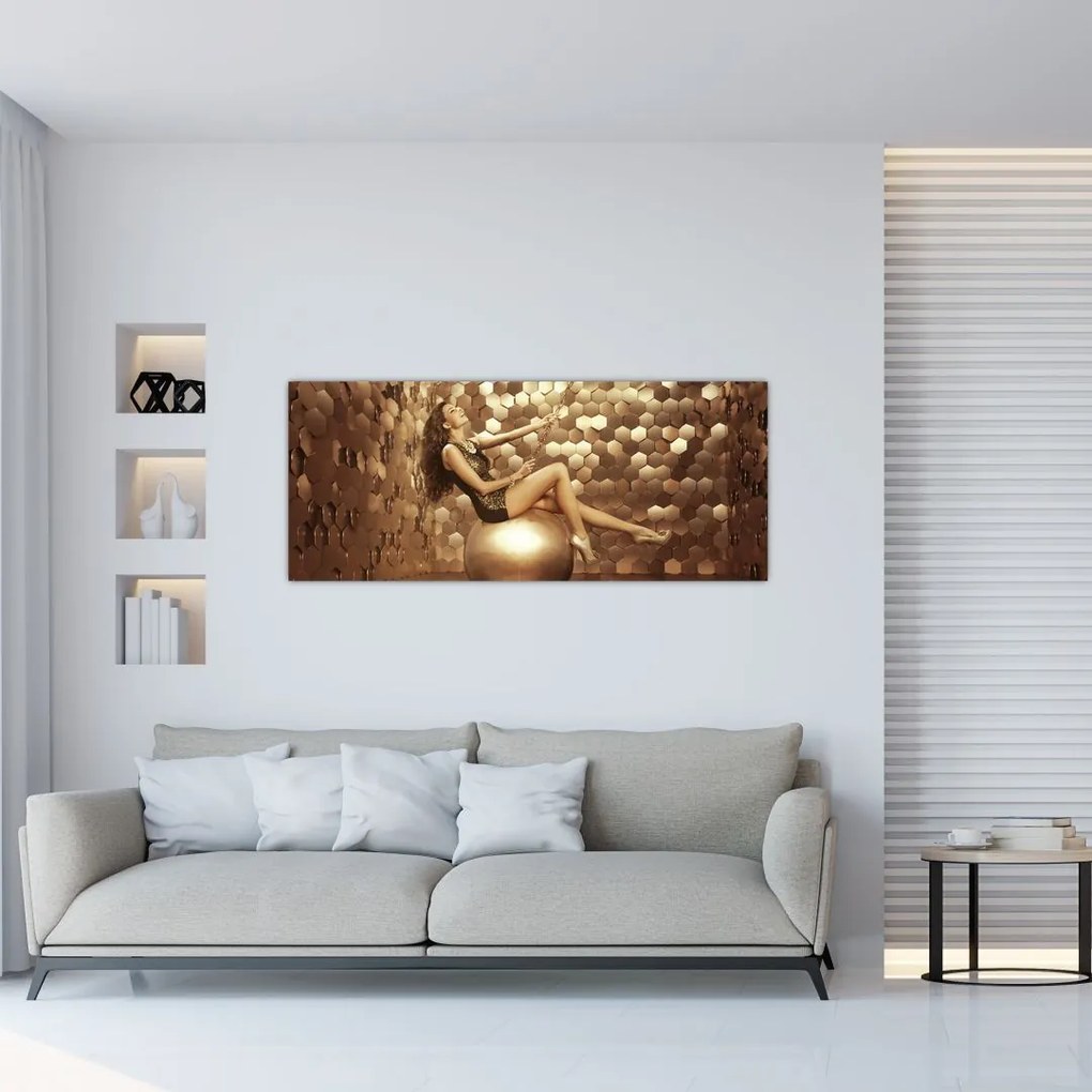 Tablou - Femeia în încăperea de aur (120x50 cm)