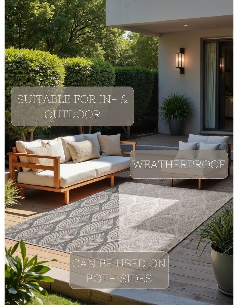 Covor pentru exterior și interior gri/fildeș 200x290 cm Duet Liora – NORTHRUGS