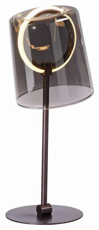 Veioza moderna LED 2700K, sticla, maro fumuriu, Zula