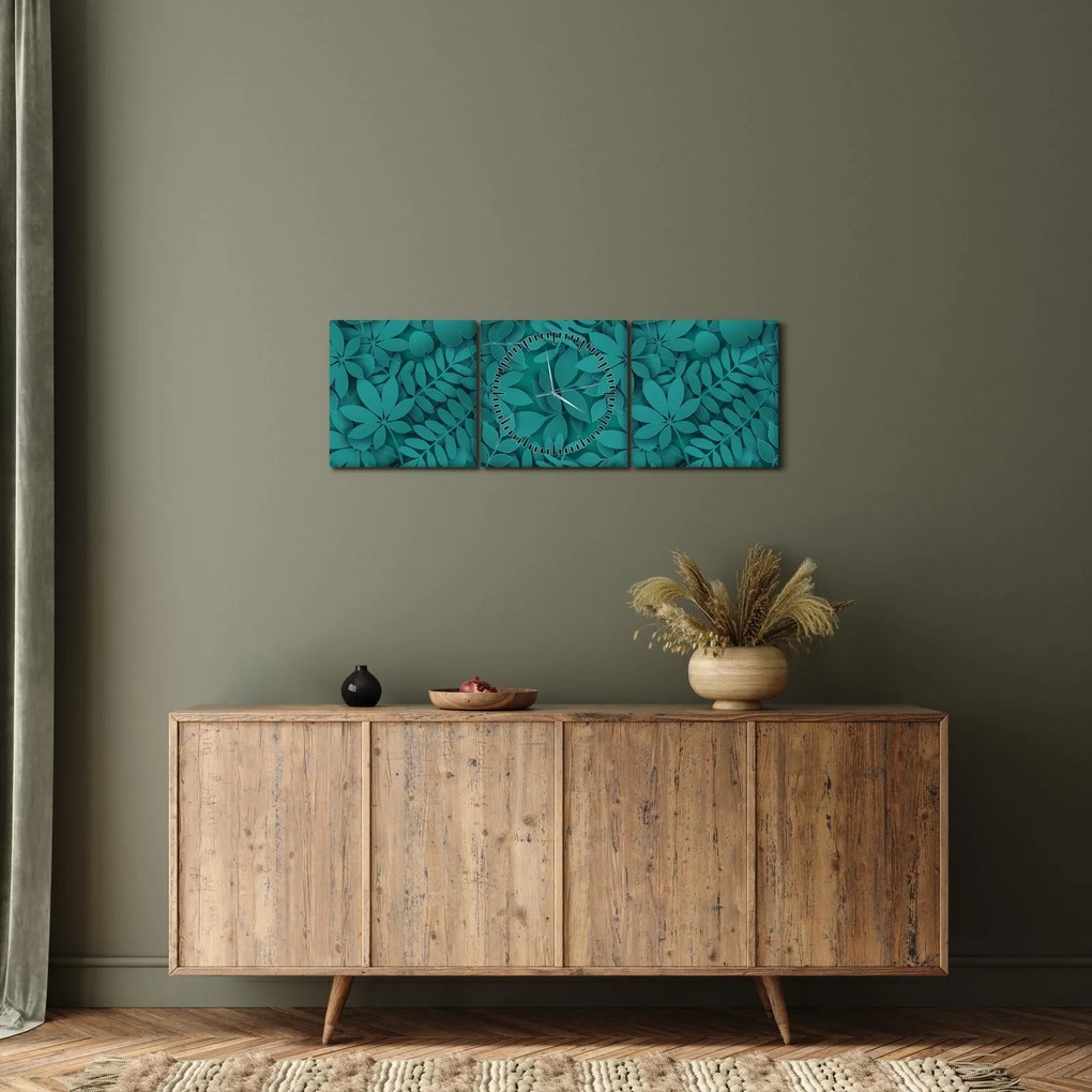 Tablou - Frunze (cu ceas) (90x30 cm)