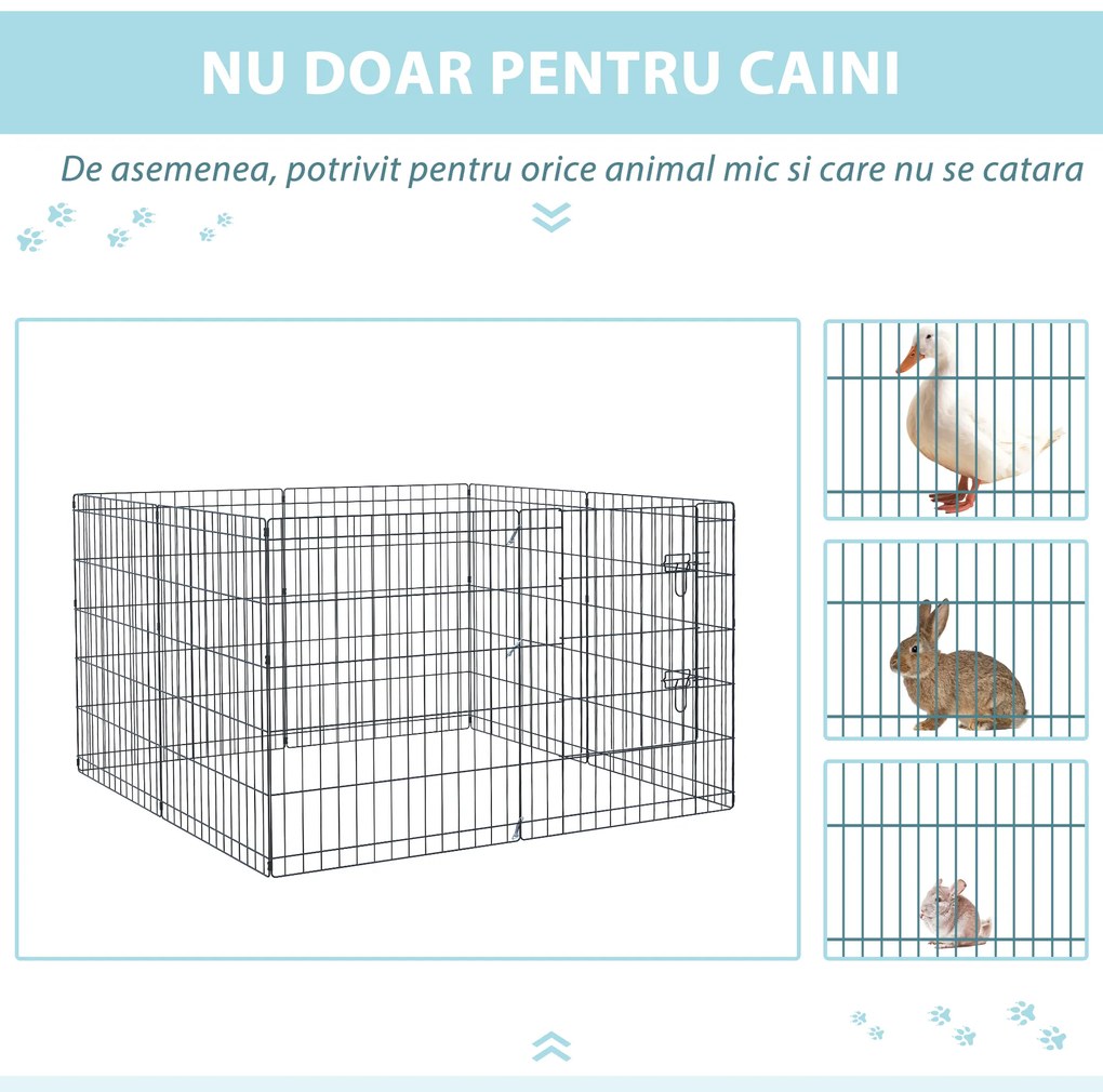 Tarc din metal pentru animale PawHut, 8 bucati 76x61cm negru | Aosom RO