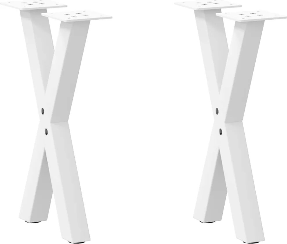 vidaXL Picioare pentru măsuță de cafea în formă de X, 2 buc., alb, 28x(42-43) cm, oțel