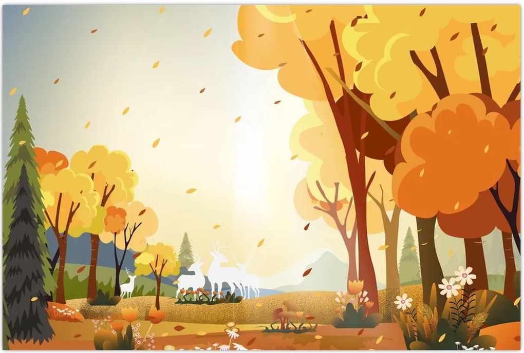 Tablou - Peisaj de toamnă, ilustrație (90x60 cm)