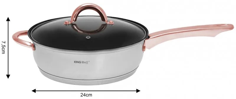 Set oale si tigai Kinghoff KH 1765, 12 h, Inductie, Inox / Golden rose