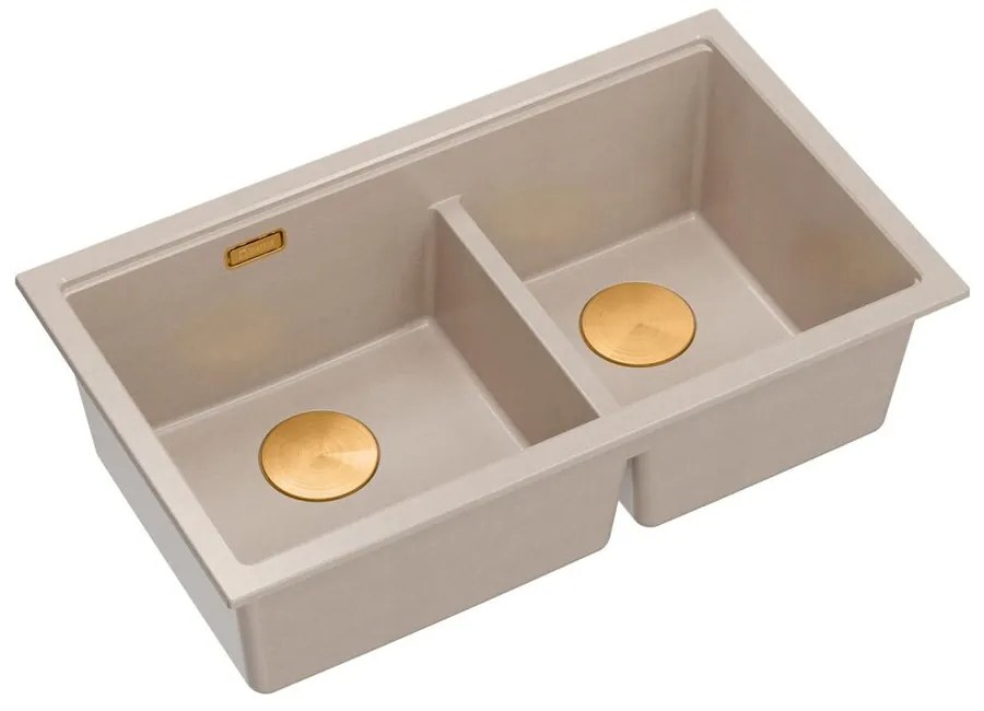 Chiuveta compozit incastrata Quadron Logan 120 bej - cupru 76x45 cm