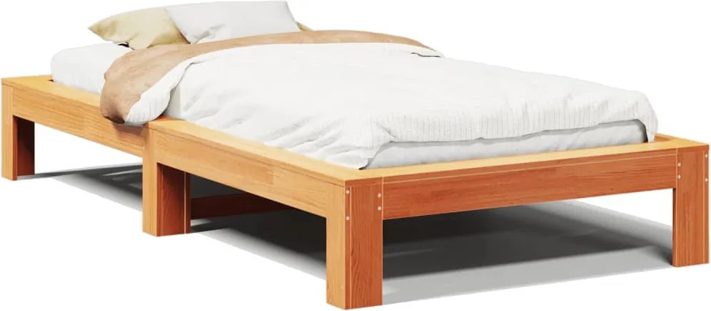 vidaXL Pat de zi fără saltea, maro ceruit, 90x200 cm, lemn masiv pin