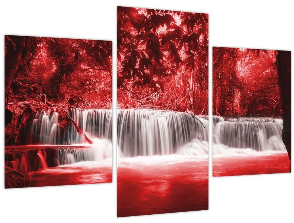 Tablou - Cascadă, roșu (90x60 cm)