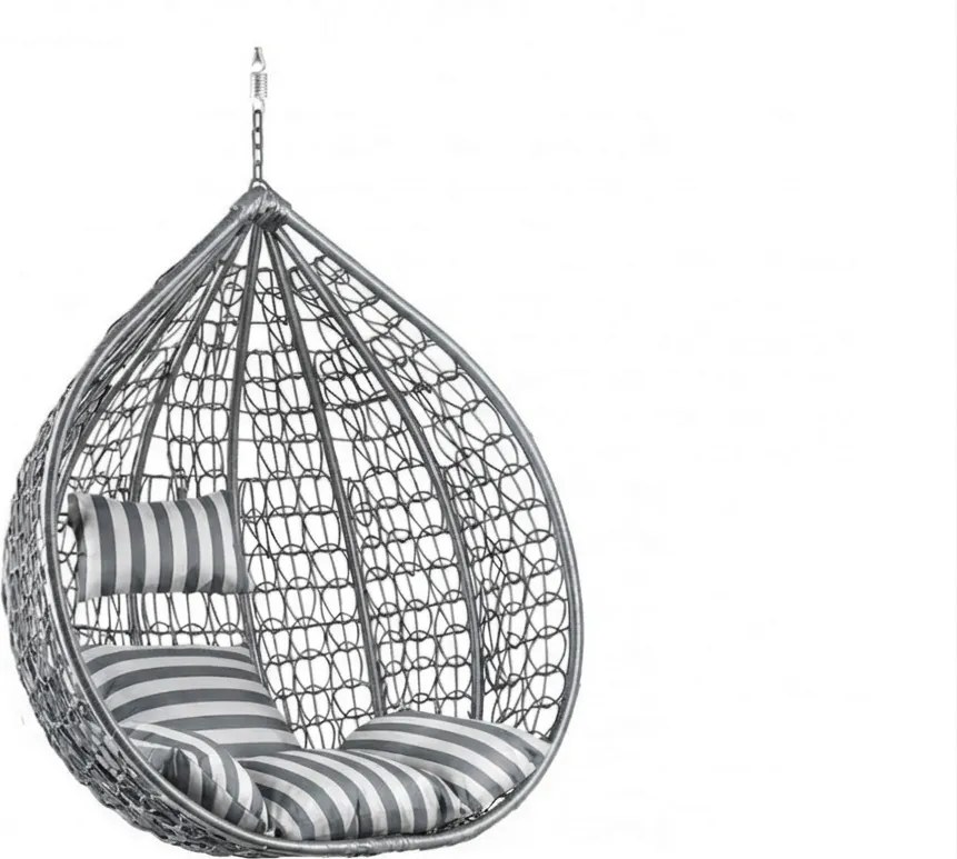 Scaun suspendat gri KOKON fara suport, pernă alb-gri