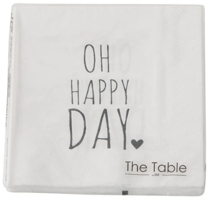 Servetele Motivational Message 17x17 cm, alb/negru, 20 buc/set, model 3