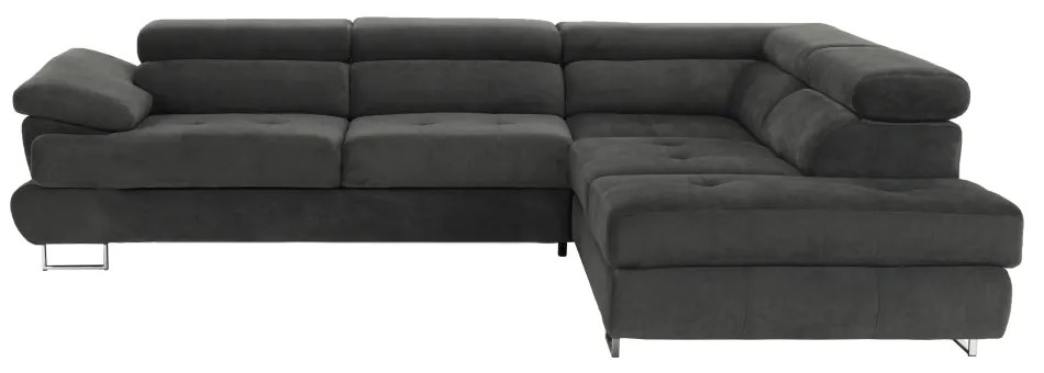 Colţar, piele ecologică gri-maro, model dreapta, BUTON P